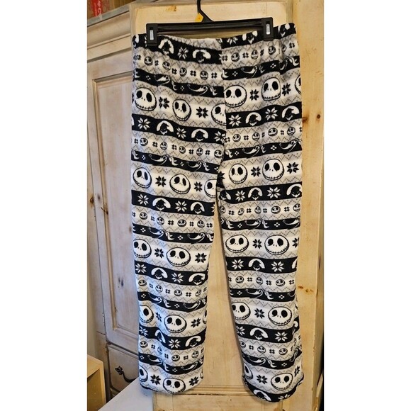 Nightmare Before Christmas Jack Skellington Striped Fleece Pajama Pants Wm Lg - Picture 4 of 5